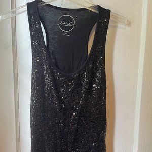 INC Women's M Sequin Tank in Black